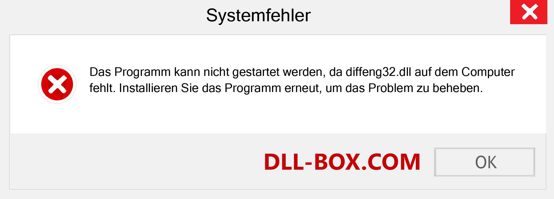 diffeng32.dll-Datei fehlt?. Download für Windows 7, 8, 10 - Fix diffeng32 dll Missing Error unter Windows, Fotos, Bildern